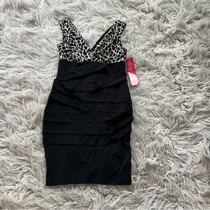 NWT En Focus Studio black/brown leopard dress size 4